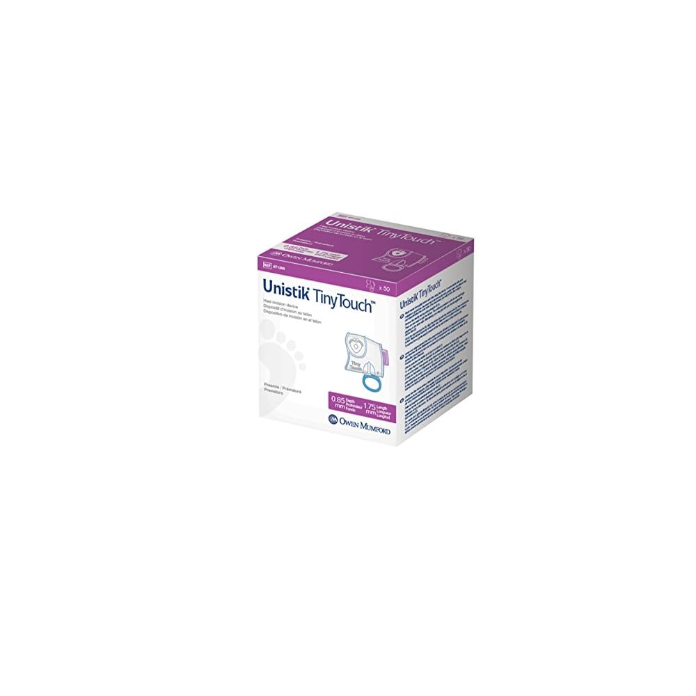 Lancet Unistik® TinyTouch™ Preemie 0.85mm x 1.75 mm Blade Retractable Push Button Activation Heel by Owen-Mumford  ID AT1200
